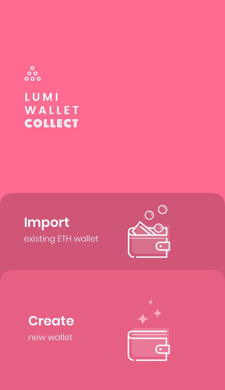 стартовая страница в крипто-кошельке Lumi Collect