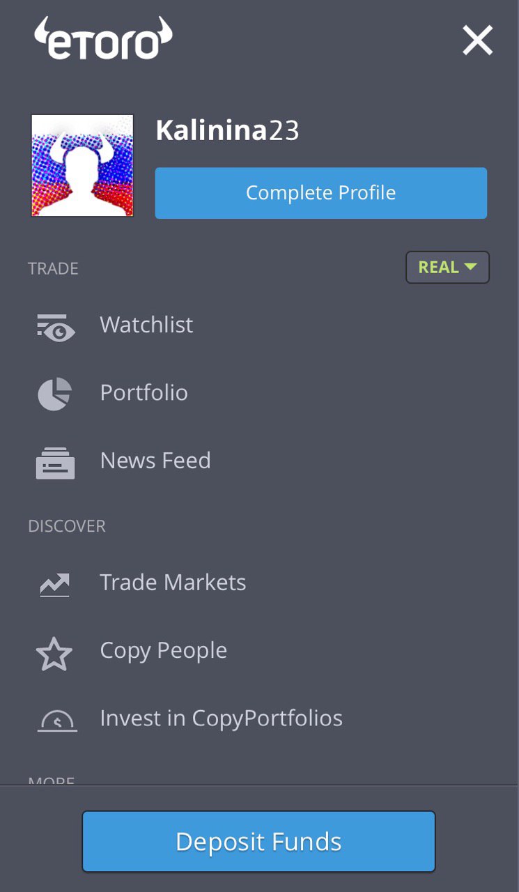 профиль пользователя eToro – Social Trading