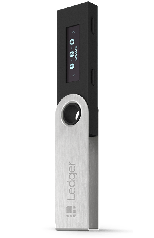 Ledger Nano S — самый популярный аппаратный кошелек в 2018 году. Поддерживает 25 криптовалют, подключается к компьютеру через USB, у него есть OLED-дисплей, 2 функциональные кнопки и многоуровневая система подтверждения транзакций. Кошелек можно носить с собой в кармане, на брелке или хранить в сейфе. Источник.
